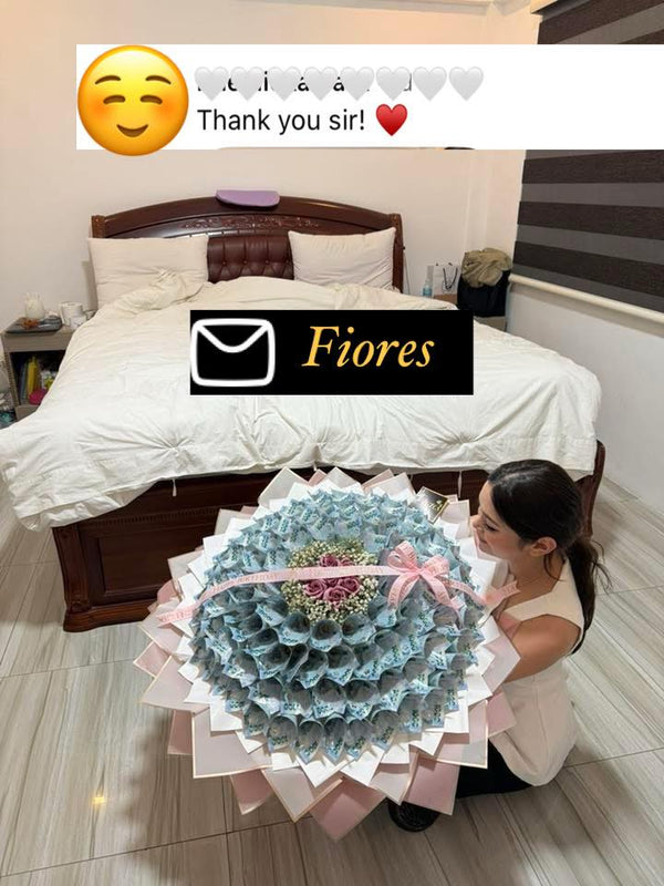 Happy customer with flowers